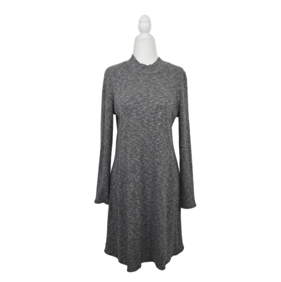 Madewell City Block Mock Neck Long Sleeve Marled Knit Dress Grey F6711 - Picture 5 of 11